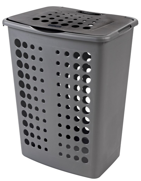 Curver Victor Wäschebox mit Deckel 60 Liter Silber Anthrazit 24x45x57cm