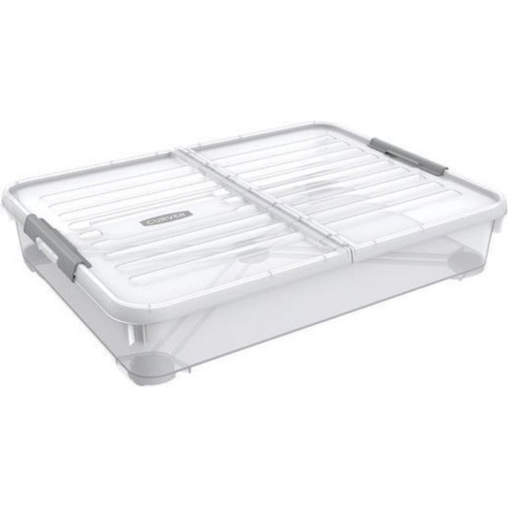 Curver Curver Handy+ Aufbewahrungsbox unter dem Bett, 50 l, transparent, grau