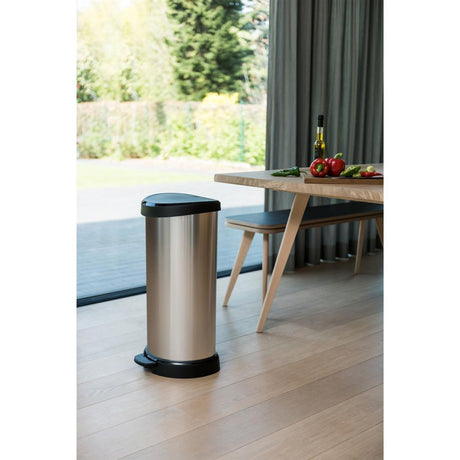 Curver Decobin Treteimer oval 40l silber schwarz