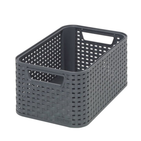 Korb im Curver-Stil, Rattan-Stil, Anthrazit, 12,9 x 28,5 x 19,4 cm