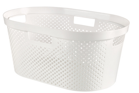 Curver Infinity Dots recycelter Wäschekorb 40 Liter weiß 59x39x26cm