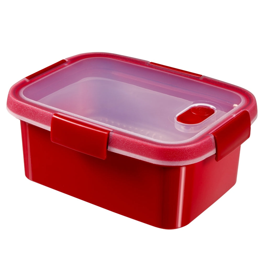 Curver Curver Mikrowellen-Öko-Dampfgarer, rechteckig, 1,2 l, Rot