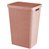 Curver Wäschekorb mit Deckel, Jute-Optik, 58 l, Rosa