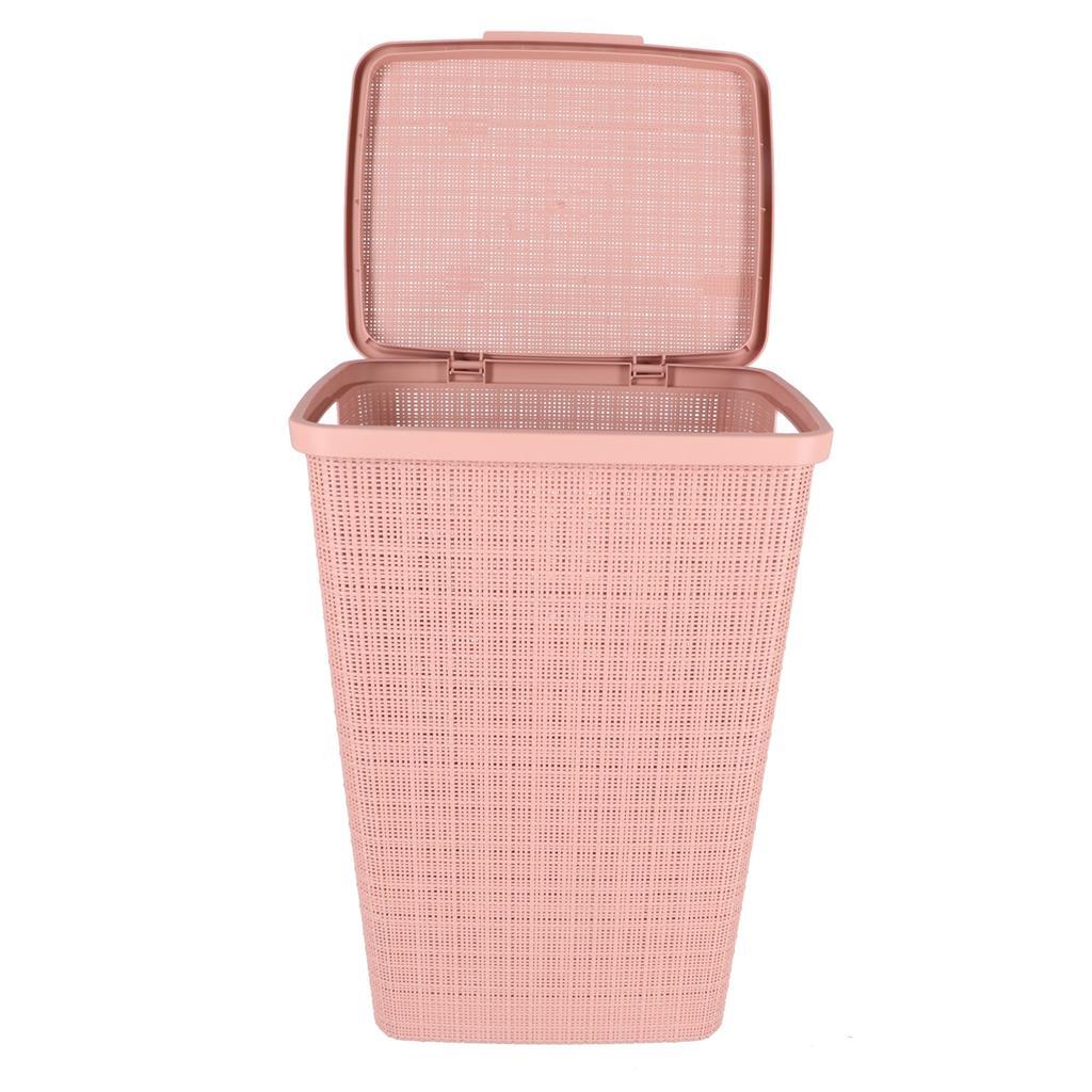 Curver Wäschekorb mit Deckel, Jute-Optik, 58 l, Rosa