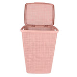 Curver Wäschekorb mit Deckel, Jute-Optik, 58 l, Rosa