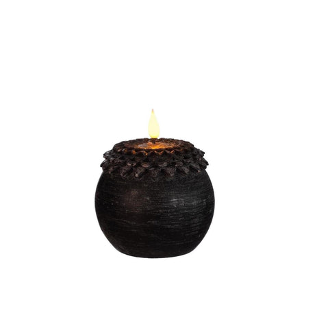 Ideen 4 Jahreszeiten LED-Kerze Wachs Blume Perle schwarz ø9xh12cm