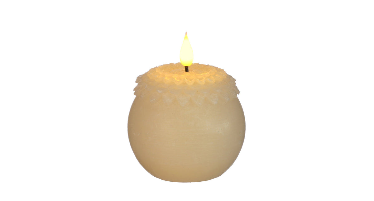 Led wax bloem parel ø9 h.12 cm beige met timer