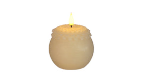 Led wax bloem parel ø9 h.12 cm beige met timer