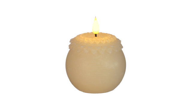 Led wax bloem parel ø9 h.12 cm beige met timer