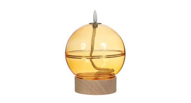 Led olielamp glas h16,5 ø12 cm oker met timer