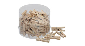 Tube 72 wooden clips natural 3 cm