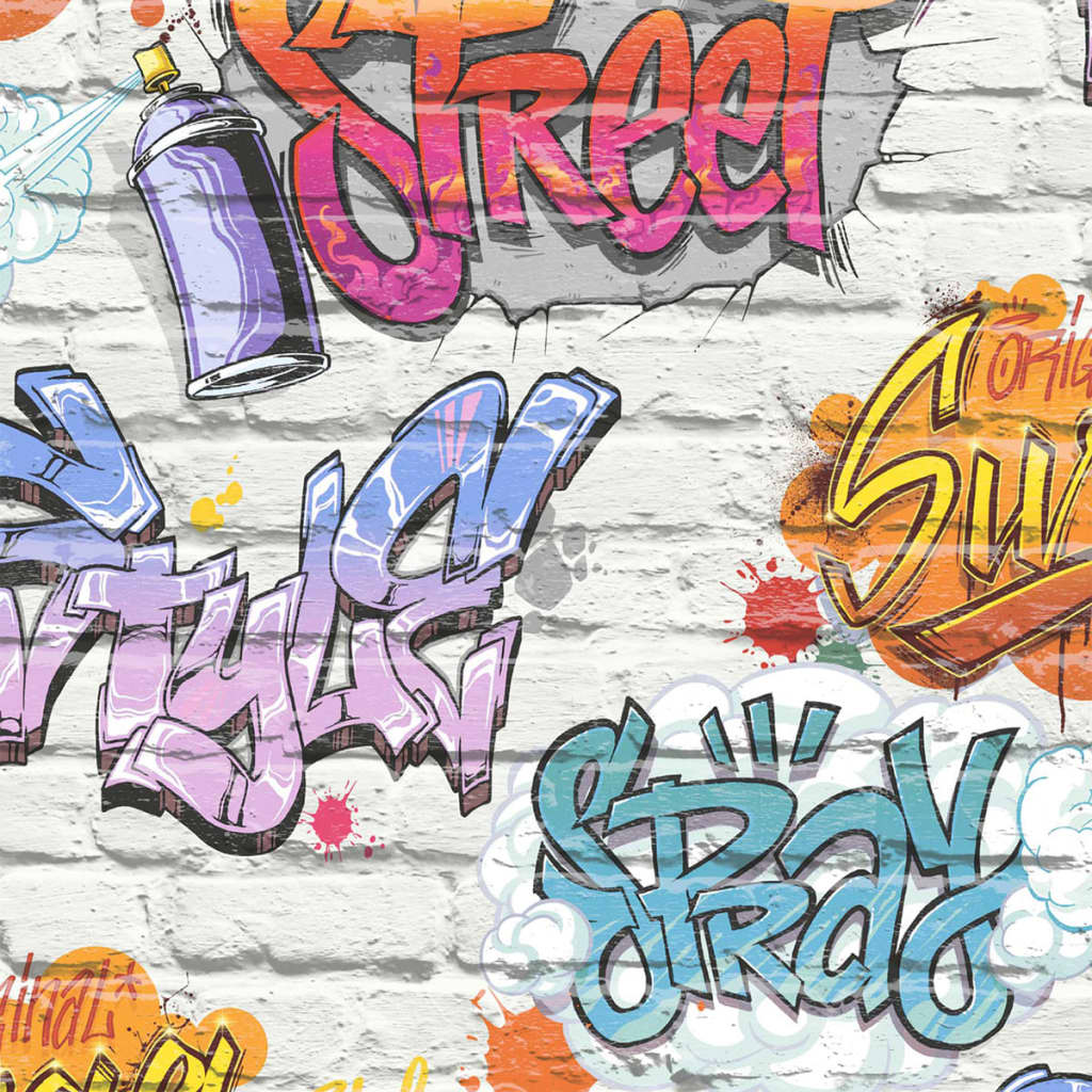 Niederländische Wandverkleidung Wallpaper Graffiti Multicolor L179-05