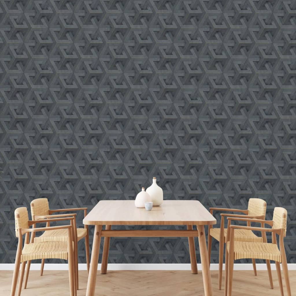 Niederländische Wandverkleidung Tapete Onyx Anthrazit und Goldfarbe