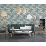 Niederländische Wandverkleidung Tapete Tropical Beige und Hellblau