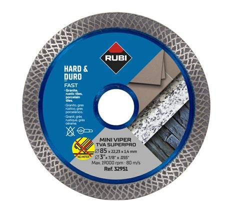 Rubi TVA Mini Turbo Viper – Diamantsägeblatt – 85 mm – für Trockenschnitt – Granit und Porzellan