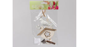 Pbh. 1 wooden hanger bird white 18x9 cm