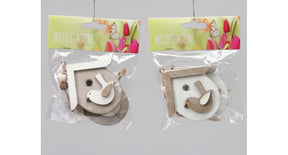 Pbh. 2 wooden birdhouses hanging grey white 8x8 cm