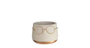 Pot met bril creme goud ø12 h.9 cm