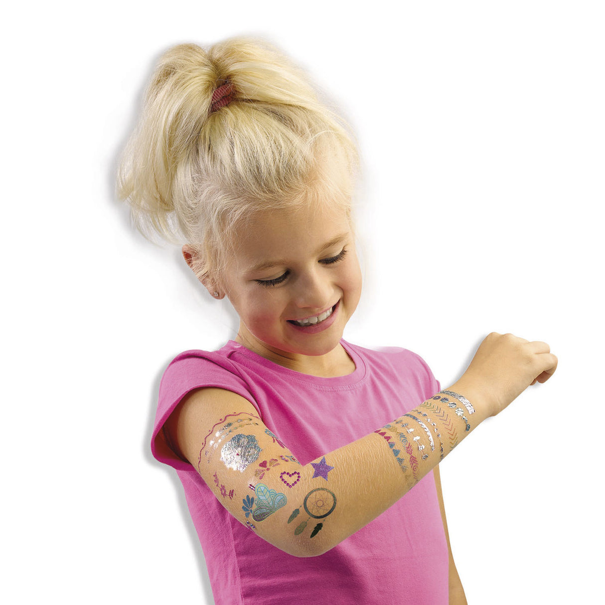 Ses creative – Hobby Pink – 3 in 1 Glamour-Tattoos – Basteln für Mädchen – biologisch abbaubar – ab 5 Jahren