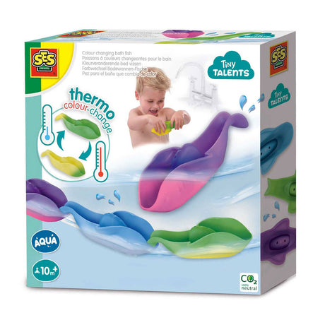 Ses kreativ – kleine Talente – Montessori-Badespielzeug – farbverändernde Fische in einer Reihe – 3 Teile – viele Spielmöglichkeiten – ändert die Farbe je nach Wassertemperatur – Spielzeug 1 Jahr