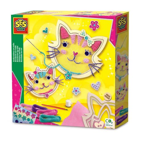 Ses creative - Hobby Pink - Stickerei - Katzen - Basteln Mädchen - 4 Farben - ab 6 Jahren