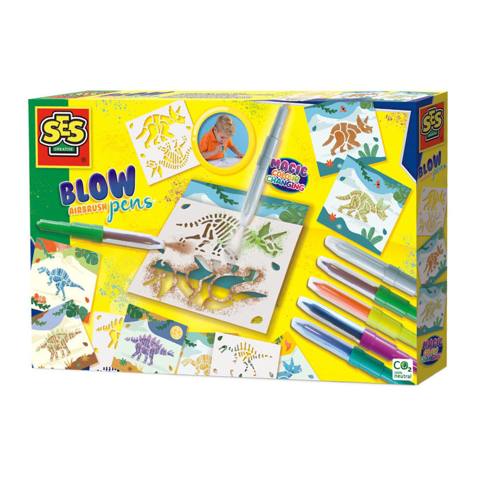 SES Blow Airbrush Stifte - Dinos magische Farbwechsel