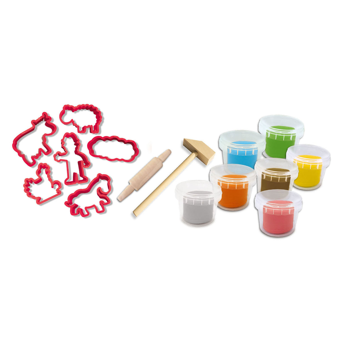 Ses kreativ – mein erstes – Ton-Mega-Set – Werkzeuge und Tonformen – glutenfreier Ton in leuchtenden Farben – trocknet nicht aus – Bauernhof-Thema – mit Nudelholz und Hammer aus Holz