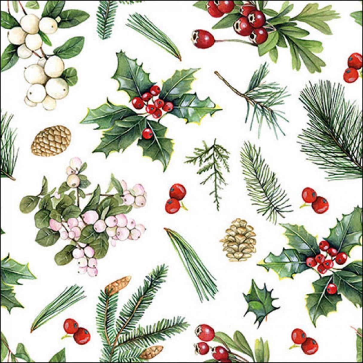 Ambiente Serviette 33cm Wintergrün weiß