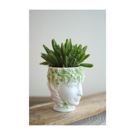 Ideen 4 Jahreszeiten Blumentopf Dame Natur Gesicht 14x12xh14,5cm grün