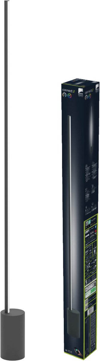 Eglo flatron-z vloerlamp - 128 cm - zwart - instelbaar rgb wit licht - dimbaar - zigbee