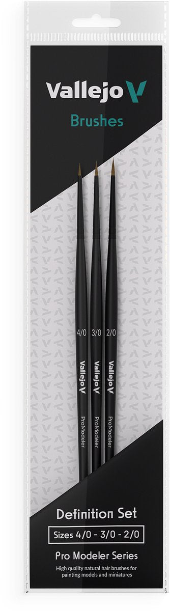 Vallejo Hobby-Pinsel – Valb01990 Definitionspinsel-Set – Naturhaar – Pinselgrößen 4 0 3 0 und 2 0
