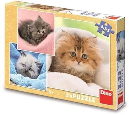 Dinotoys Dino-Puzzle – süße Kätzchen – 3 x 55 Teile
