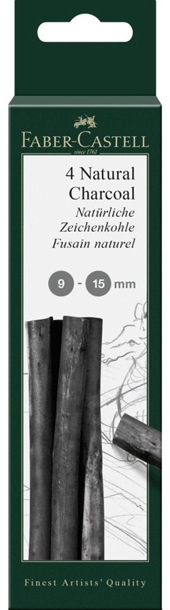 Faber-Castell Holzkohle – Pitt Monochrom – 9–15 mm – 4 Stück – FC-129498