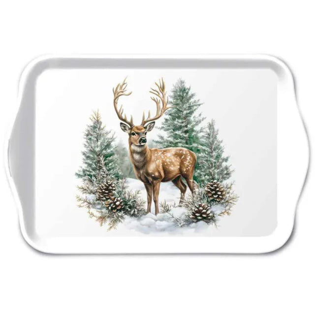 Ambiente dienblad winter stag melamine 13x21 cm white
