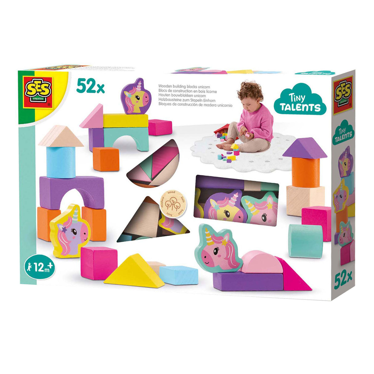 Ses Holzbausteine ​​Einhorn, 52 Stk.