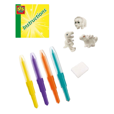Ses Creative 14295 Blasstifte – Dinosaurier – kreatives Bastelset für Kinder ab 5 Jahren – Dinosaurier mit Blasstiften dekorieren – waschbar und wiederverwendbar – perfekt für Dino-Liebhaber
