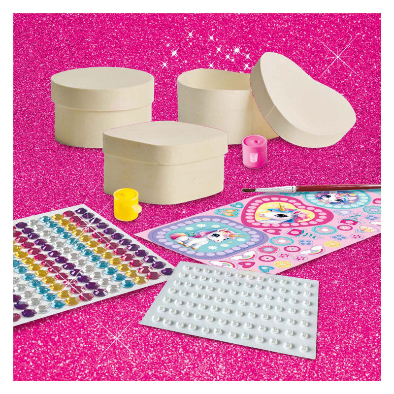 Ses creative - Hobby Pink - Einhorn - Diamantmalerei - Basteln für Mädchen - Schmuckschatullen aus Holz - ab 5 Jahren