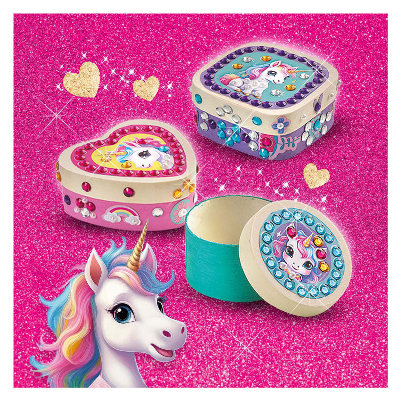 Ses creative - Hobby Pink - Einhorn - Diamantmalerei - Basteln für Mädchen - Schmuckschatullen aus Holz - ab 5 Jahren