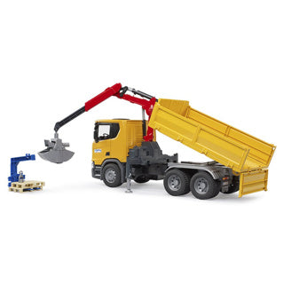 Bruder 3551 LKW Scania Super 560R Bauwagen mit Kran und 2 Paletten (neu 2023)