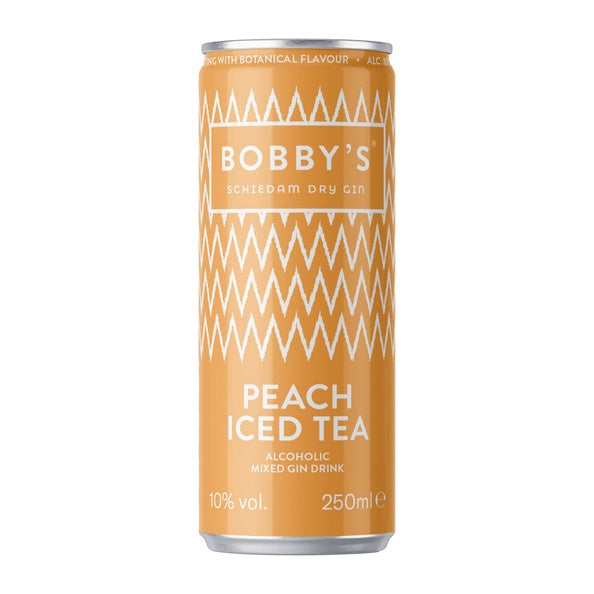 Bobby's iced tea peach gin blik (12x 25 cl)