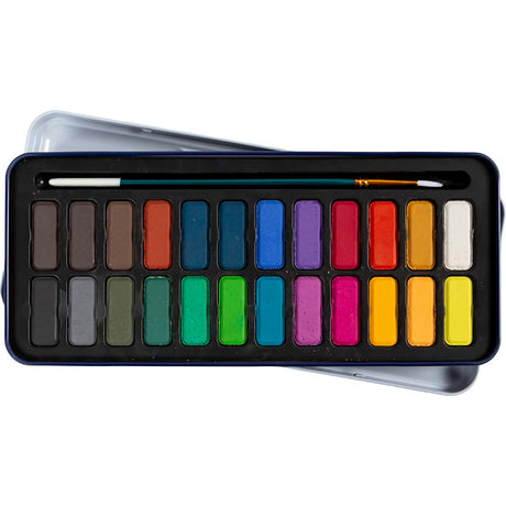 Creativ Company Aquarell-Set, Größe 12x30 mm, verschiedene Farben, 24 Farben 1 Box