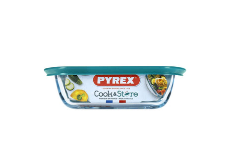 Pyrex Cook Store quadratische Aufbewahrungsschale 25 x 22 x 7 cm – 2200 ml – Borosilikatglas
