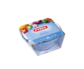 Pyrex-Auflaufform – Bräter – 1+ 0,4 Liter – rund – mit Deckel – Glas – 21 x 18 x 10 cm
