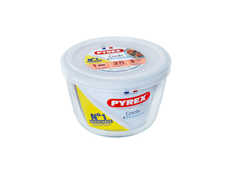 Pyrex-Rundschüssel 0,6 l (ø 12 cm) mit Frischhaltedeckel