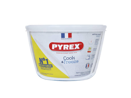Pyrex-Schüssel mit Deckel 1,6l ø16x11cm