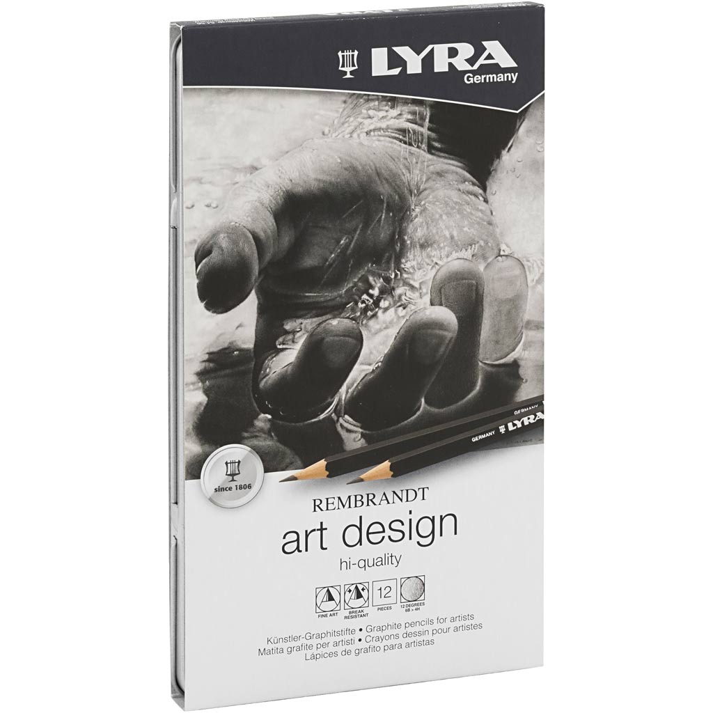 Lyra Art Design Zeichenstifte, B, 2b, 3b, 4b, 5b, 6b, hb, h, 2h, 3h, 4h, f, 12 Stück 1 Box