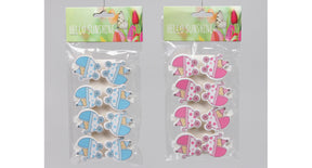 Pbh. 8 wooden cradles clip pink blue 3.5 cm