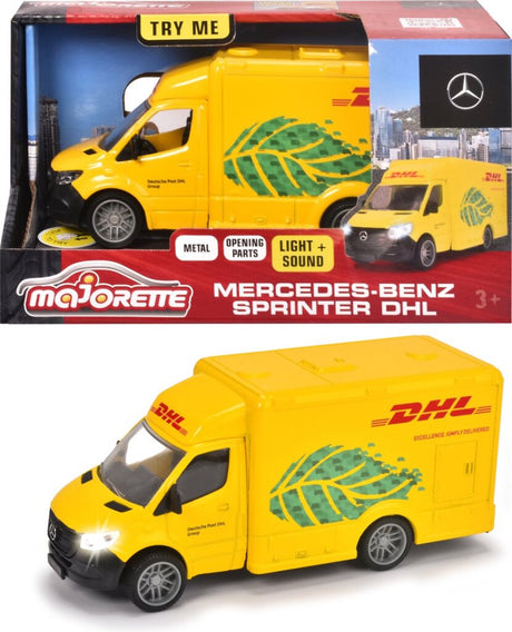 Majorette Grand Series Mercedes-Benz Sprinter DHL 12,5 cm Spielzeugfahrzeug aus Metall mit Licht und Sound