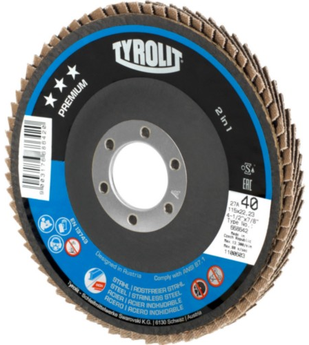 Tyrolit-Fächerscheibe 125 mm, 60 Stück, Edelstahl, 1 Stück | 10 Stück