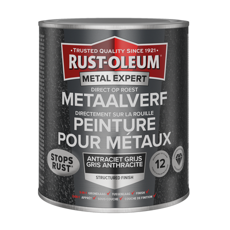Rust-oleum 1071375 - structuur - anthraciet 750ml direct op roest - metaalverf | 1 stuks